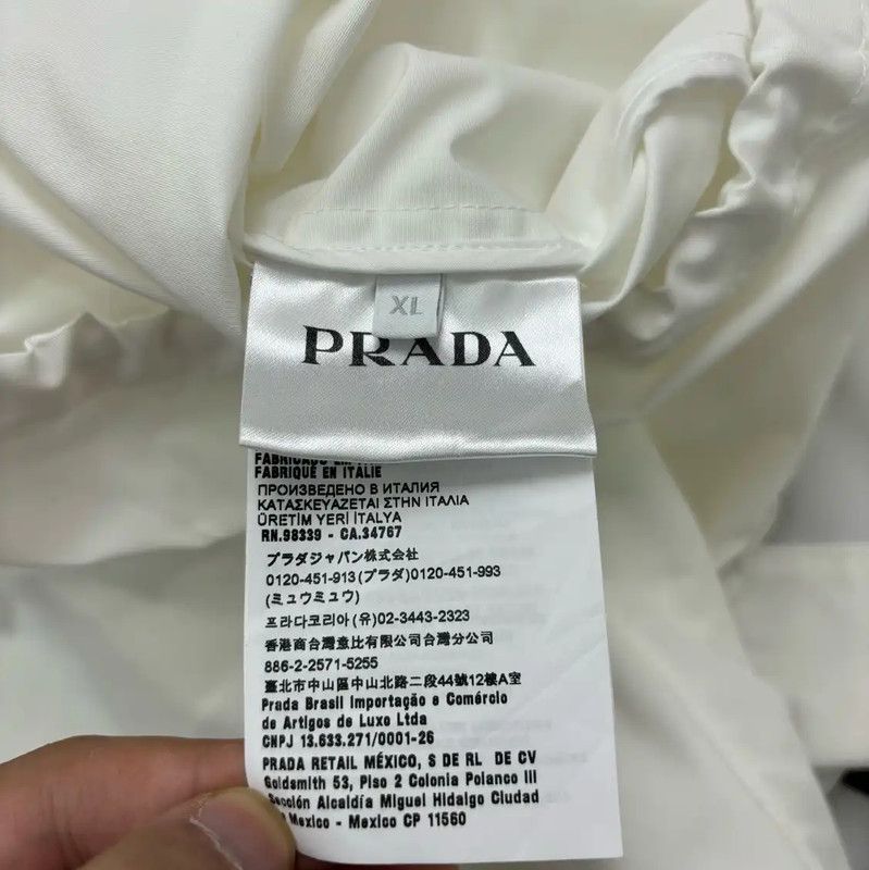 Prada Prada White Cotton Logo Jacket for Men Size US XL / EU 56 / 4 - 5 Thumbnail