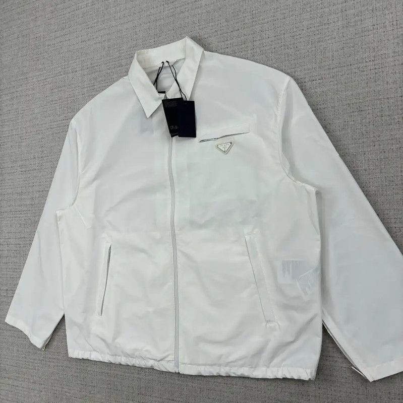 Prada Prada White Cotton Logo Jacket for Men Size US XL / EU 56 / 4 - 3 Thumbnail