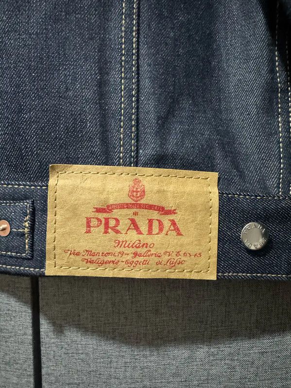 Prada Prada Black Gray Cotton Logo Embroidered Jacket Size US S / EU 44-46 / 1 - 3 Thumbnail