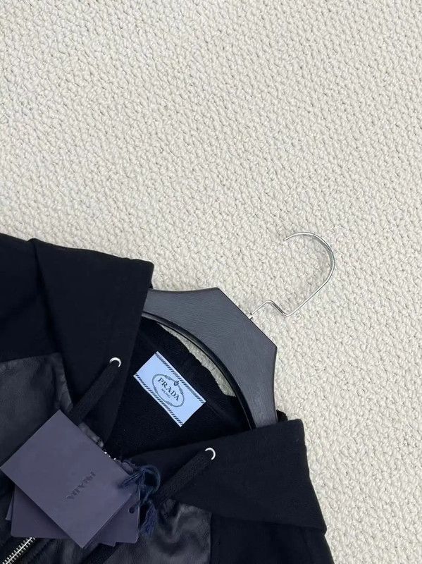 Prada Prada Black Leather Hoodie Jacket Size US XS / EU 42 / 0 - 3 Thumbnail