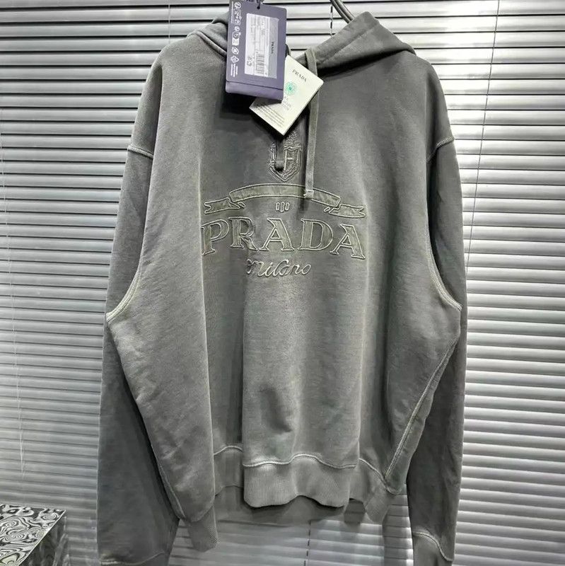 Prada Prada Men's Brown Green Cotton Embroidered Sweatshirt Size US M / EU 48-50 / 2 - 2 Thumbnail
