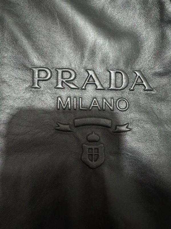 Prada Prada Black Leather Logo Hooded Jacket for Men Size US L / EU 52-54 / 3 - 3 Thumbnail