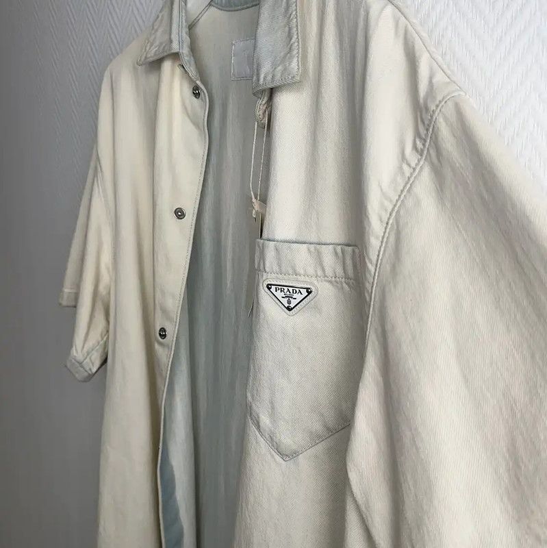 Prada Prada Beige Denim Short-Sleeve Shirt Size US S / EU 44-46 / 1 - 3 Thumbnail