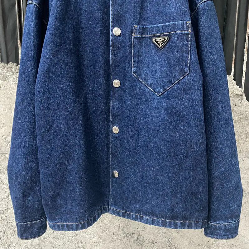 Prada Prada Deep Blue Cotton Long Sleeve Jacket Size US L / EU 52-54 / 3 - 4 Thumbnail