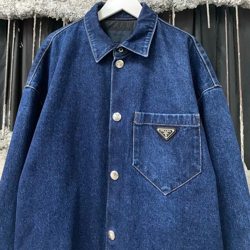 Prada Prada Deep Blue Cotton Long Sleeve Jacket Size US L / EU 52-54 / 3 - 3 Thumbnail