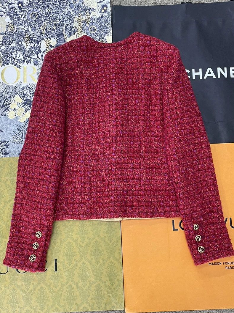 Chanel Chanel 23B Red Gold Button Jacket - dmc Size US M / EU 48-50 / 2 - 3 Thumbnail