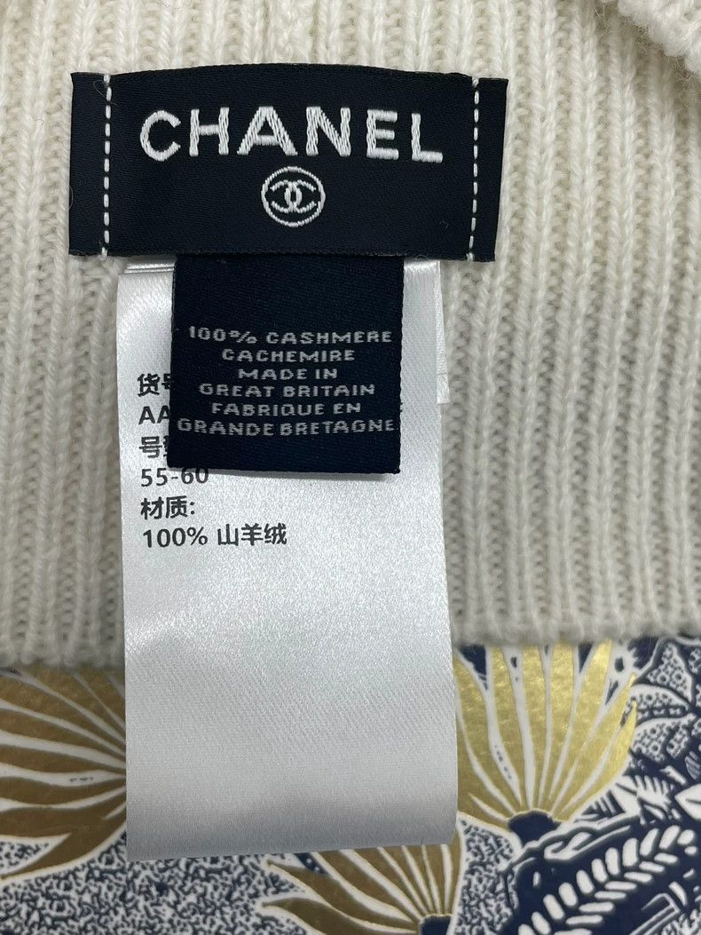 Chanel Chanel 25C White Letter Cashmere Beanie - dmc Size ONE SIZE - 5 Thumbnail