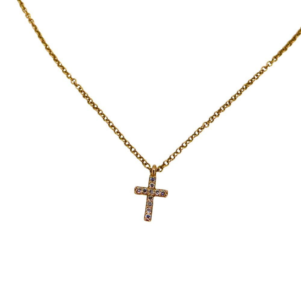 Tiffany & Co. Tiffany & Co. Tiffany & Co. Metro Cross Au750 Diamond Necklace Leather Necklace DUTY FREE for USA Size ONE SIZE - 2 Thumbnail
