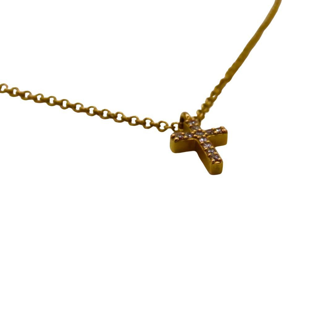 Tiffany & Co. Tiffany & Co. Tiffany & Co. Metro Cross Au750 Diamond Necklace Leather Necklace DUTY FREE for USA Size ONE SIZE - 4 Thumbnail