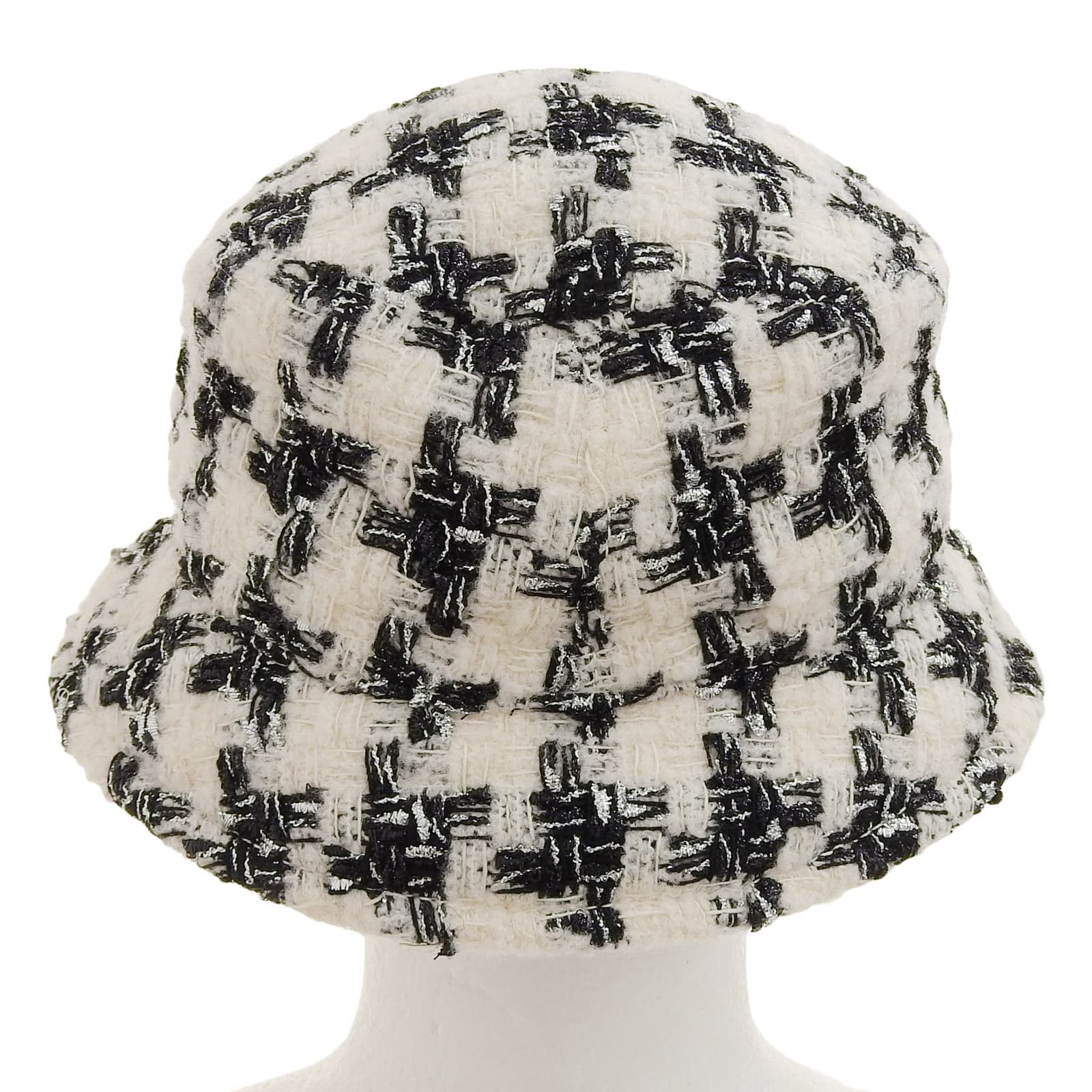 Chanel Chanel Chanel COCO Mark Houndstooth Tweed Hat Wool Hat Cotton Hats DUTY FREE for USA Size ONE SIZE - 3 Thumbnail