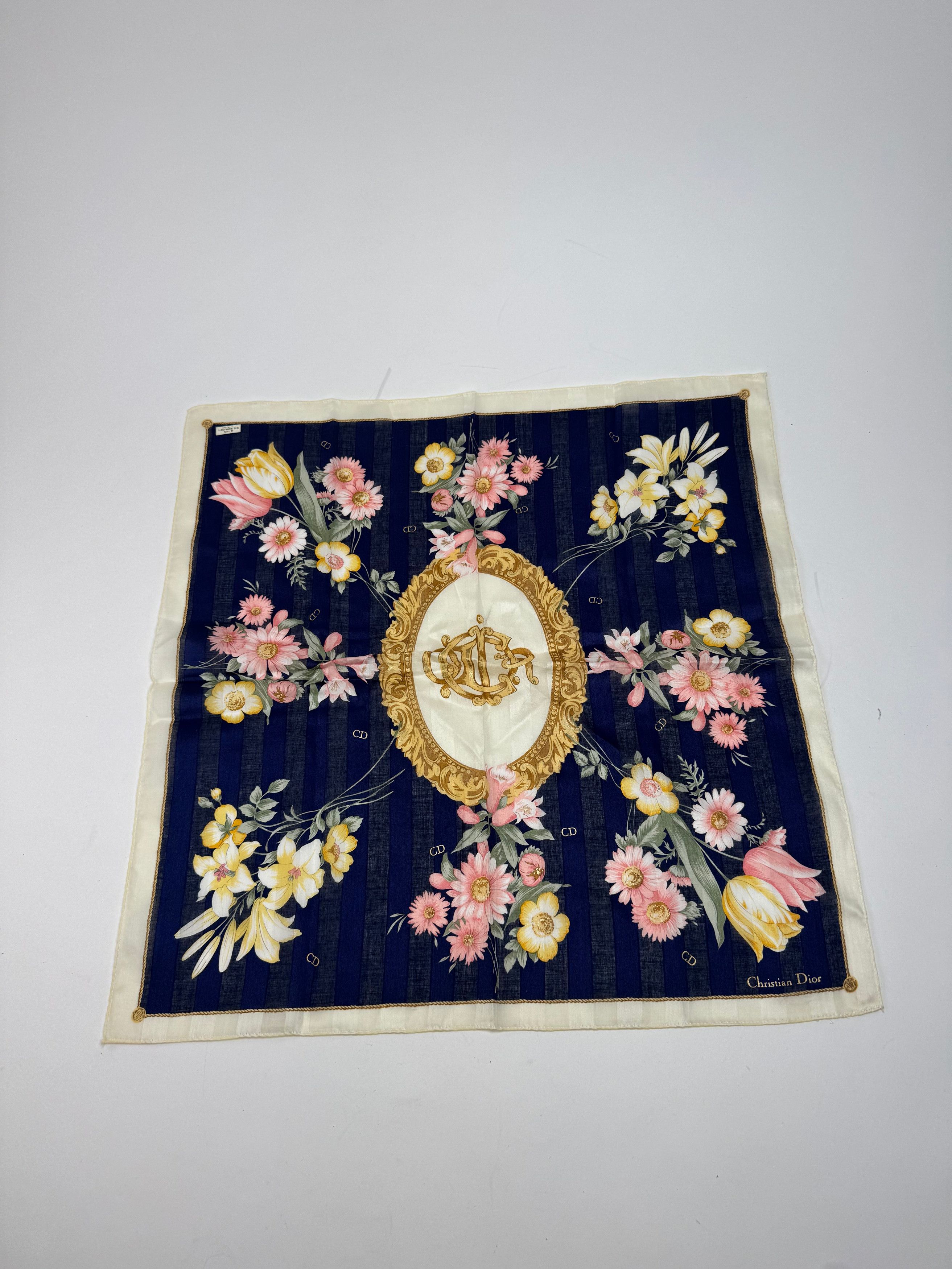 Dior Vintage Scarf Floral Navy Size ONE SIZE - 10 Thumbnail