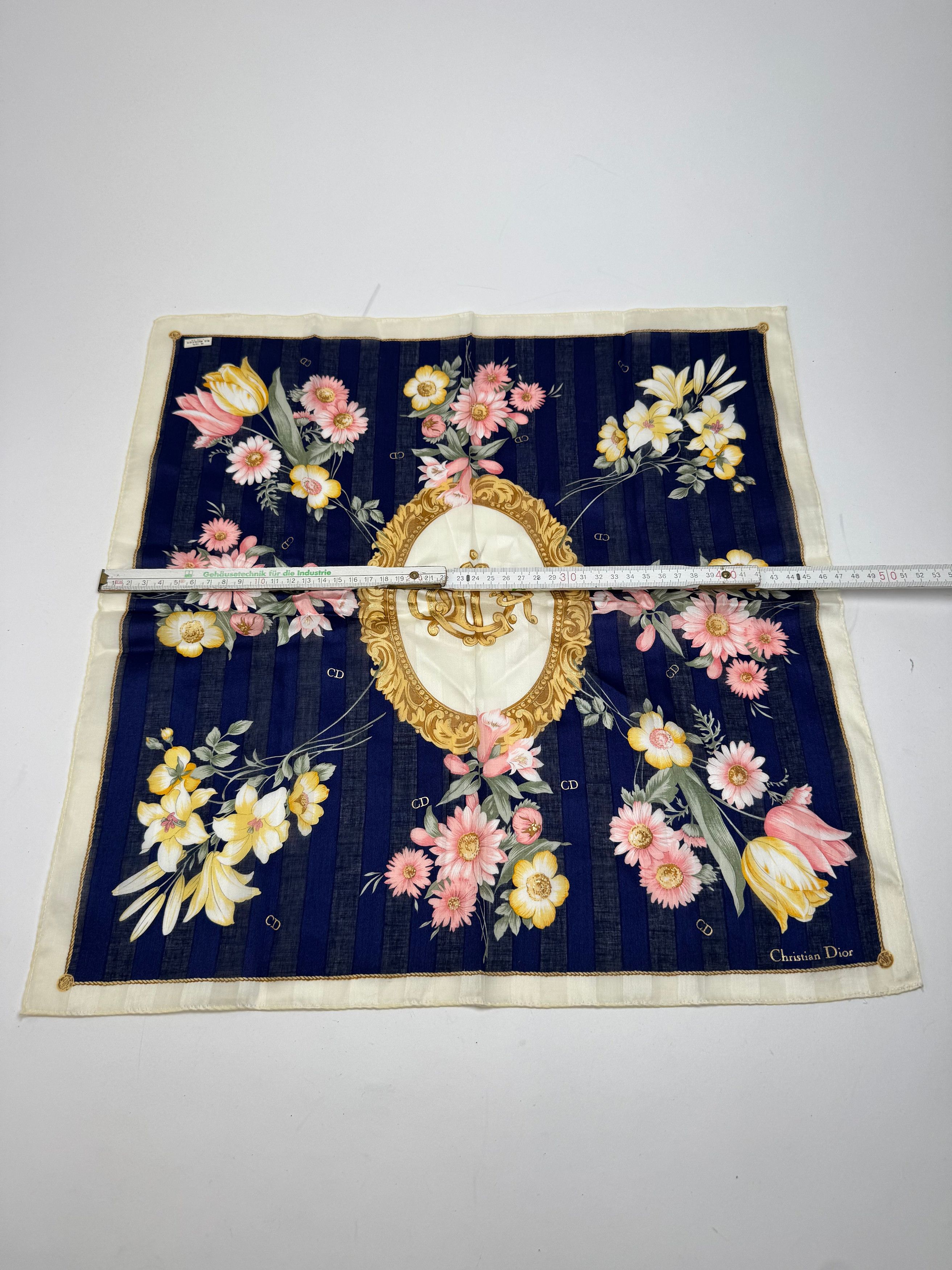 Dior Vintage Scarf Floral Navy Size ONE SIZE - 8 Thumbnail