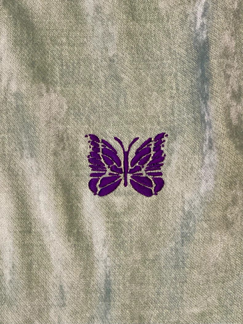 Needles Needles Green Butterfly Embroidery Velvet Wide-Leg Pants - dmc Size US 30 / EU 46 - 4 Thumbnail