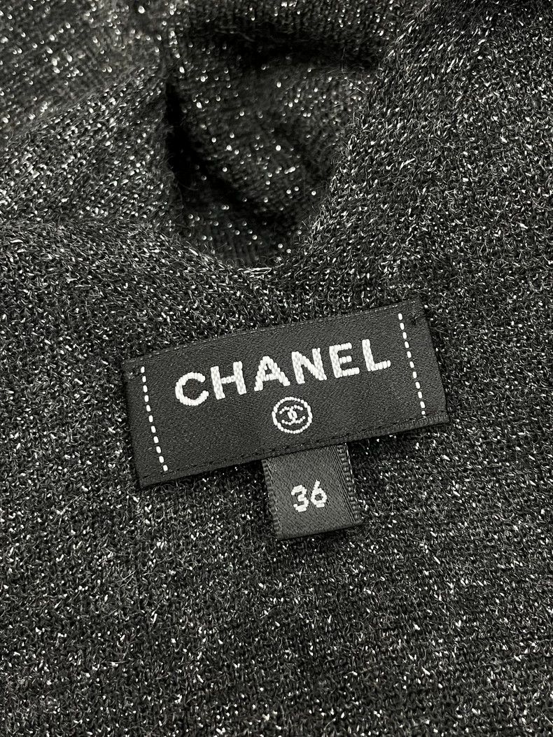 Chanel Chanel Black Sparkle V-Neck Knit Dress - dmc Size US S / EU 44-46 / 1 - 5 Thumbnail