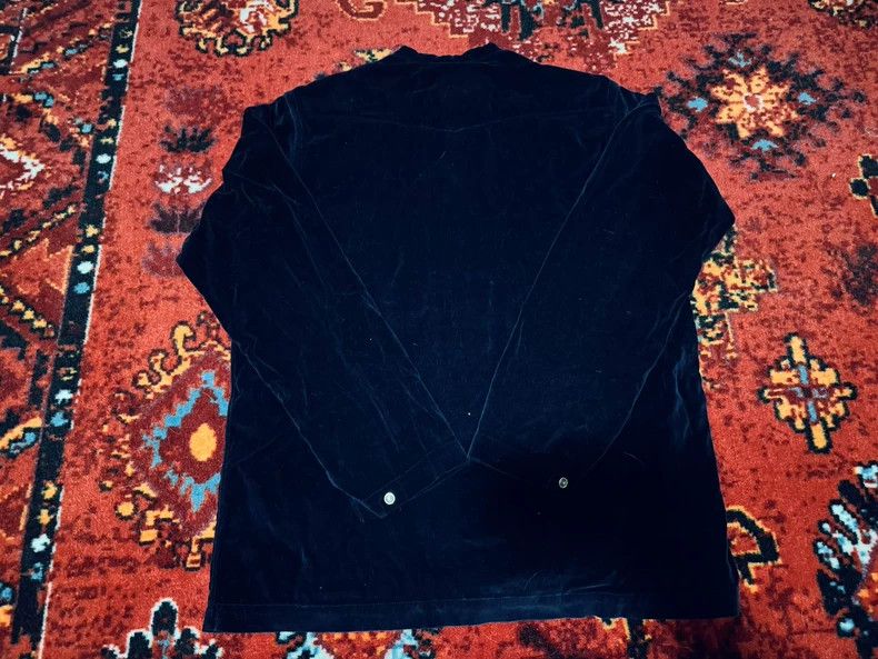 Needles Needles Navy Velour Collarless Shirt - dmc Size US S / EU 44-46 / 1 - 2 Thumbnail