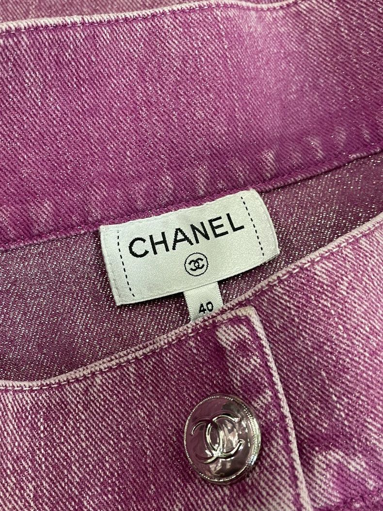 Chanel Chanel Pink Logo Denim Mini Skirt - dmc Size US 31 - 4 Thumbnail
