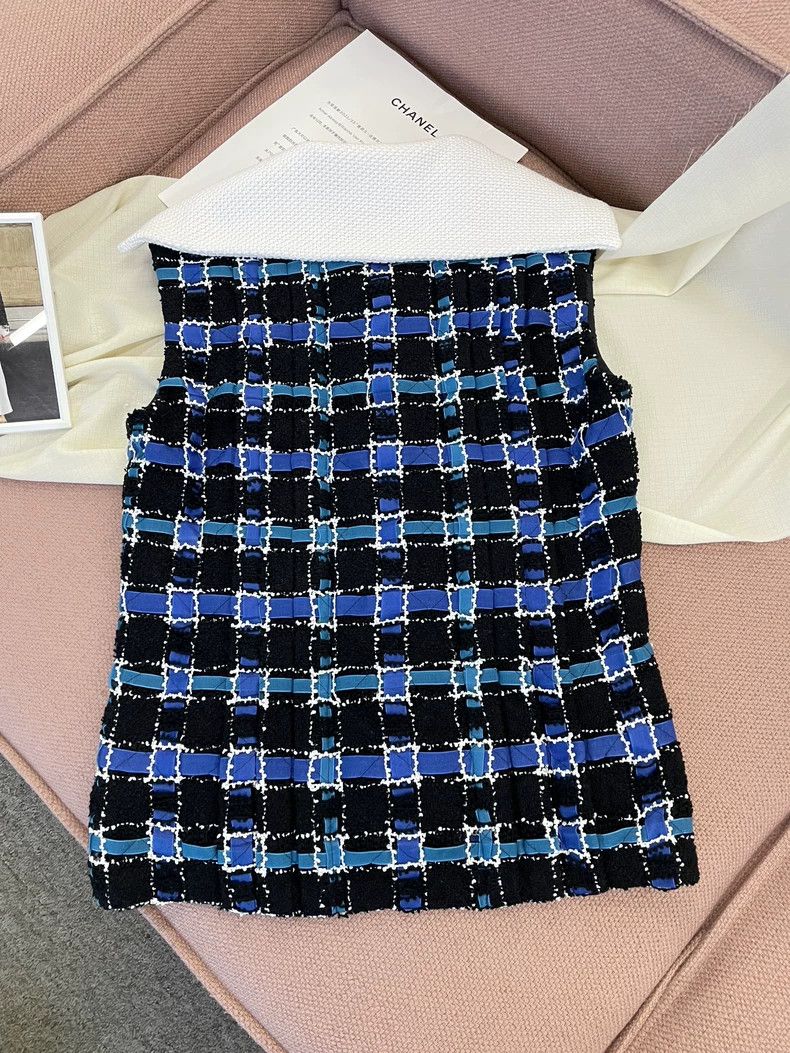 Chanel Chanel 22C Black Blue Plaid Tweed Vest - dmc Size US M / EU 48-50 / 2 - 4 Thumbnail