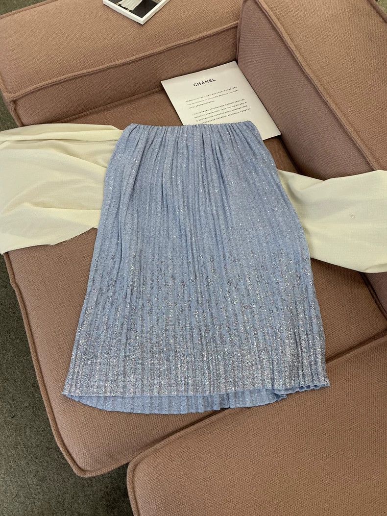 Chanel Chanel 25P Blue Sequin Skirt - dmc Size US 36 / EU 52 - 3 Thumbnail