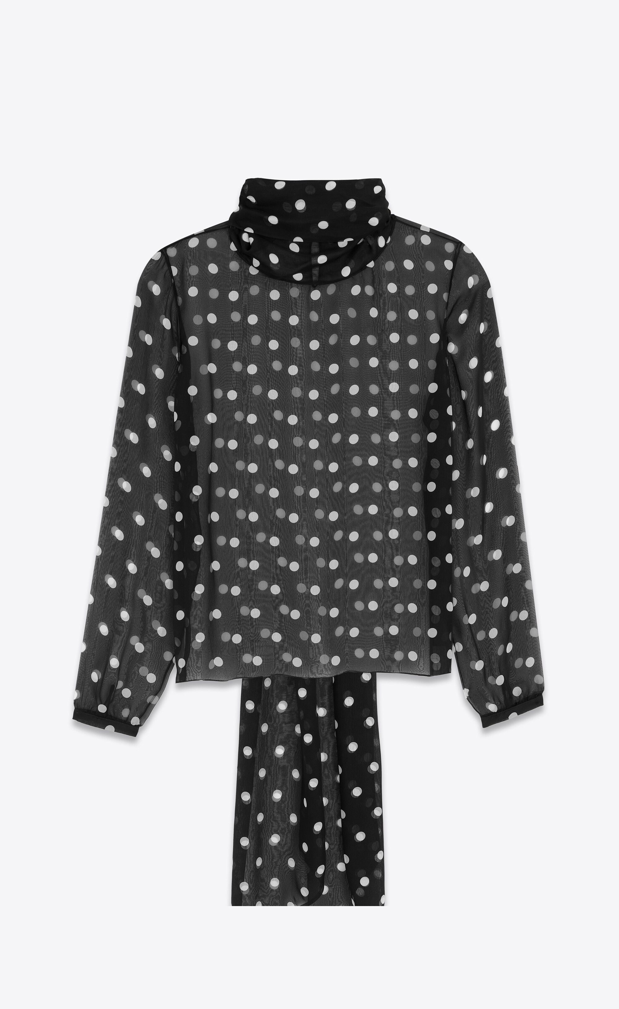 Saint Laurent Paris lavallière-neck blouse in dotted silk muslin Size US XS / EU 42 / 0 - 3 Thumbnail