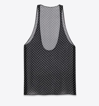 Saint Laurent Paris tank top in dotted silk muslin Size US M / EU 48-50 / 2 - 2 Thumbnail