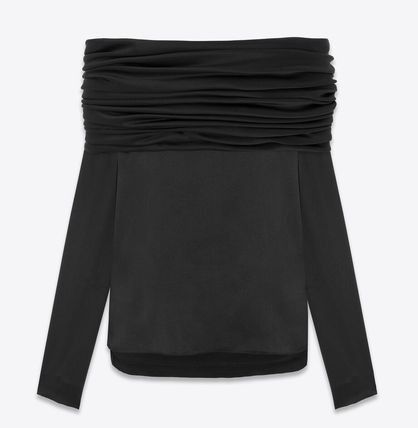 Saint Laurent Paris off the shoulder blouse in silk satin crepe Size US S / EU 44-46 / 1 - 2 Thumbnail