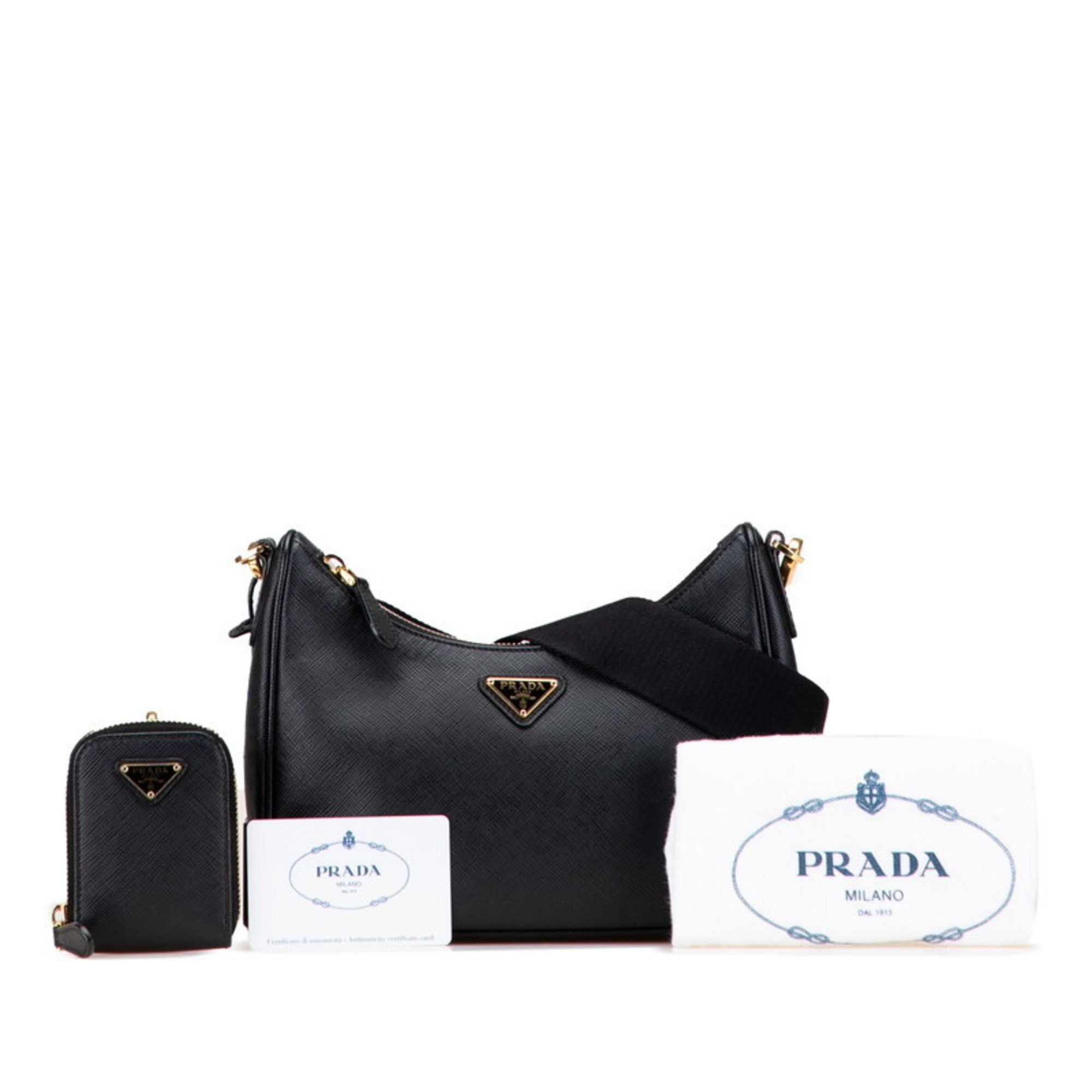 Prada Prada Triangle Logo Plate Shoulder Bag 1BH204 Black Saffiano Leather Women's PRADA Size ONE SIZE - 9 Thumbnail
