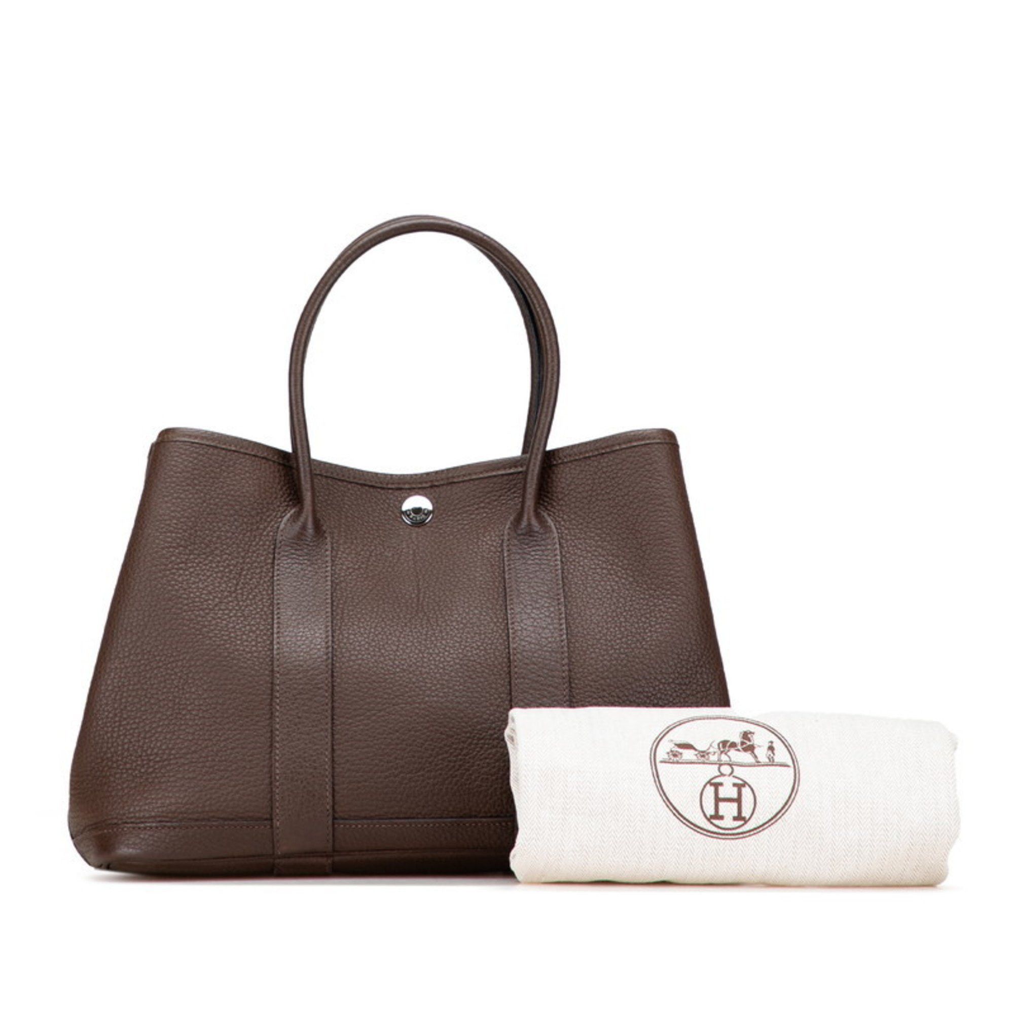 Hermes Hermès Garden Party TPM Handbag, Chocolate, Silver Hardware, Negonda, Women's, HERMES Size ONE SIZE - 11 Thumbnail