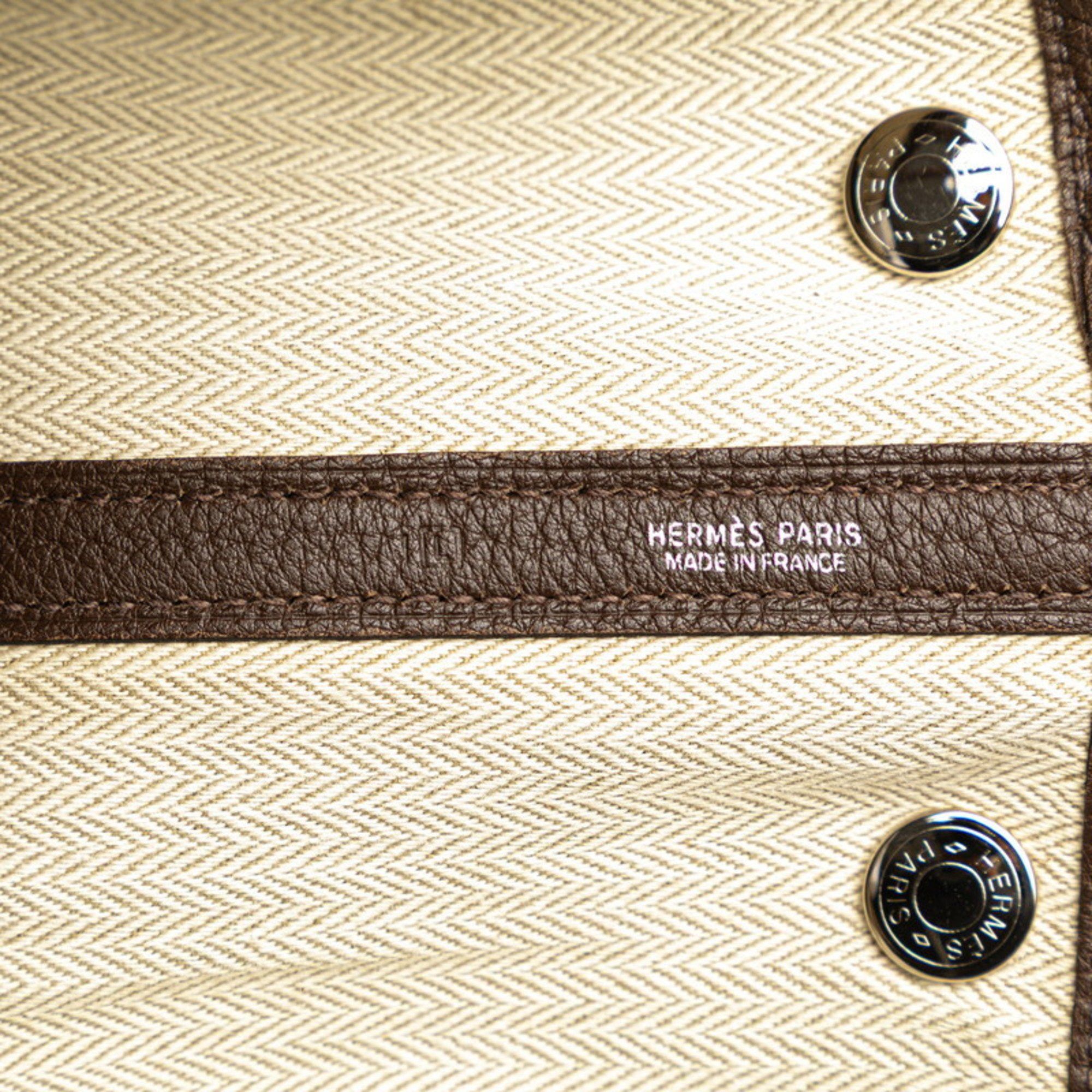 Hermes Hermès Garden Party TPM Handbag, Chocolate, Silver Hardware, Negonda, Women's, HERMES Size ONE SIZE - 10 Thumbnail