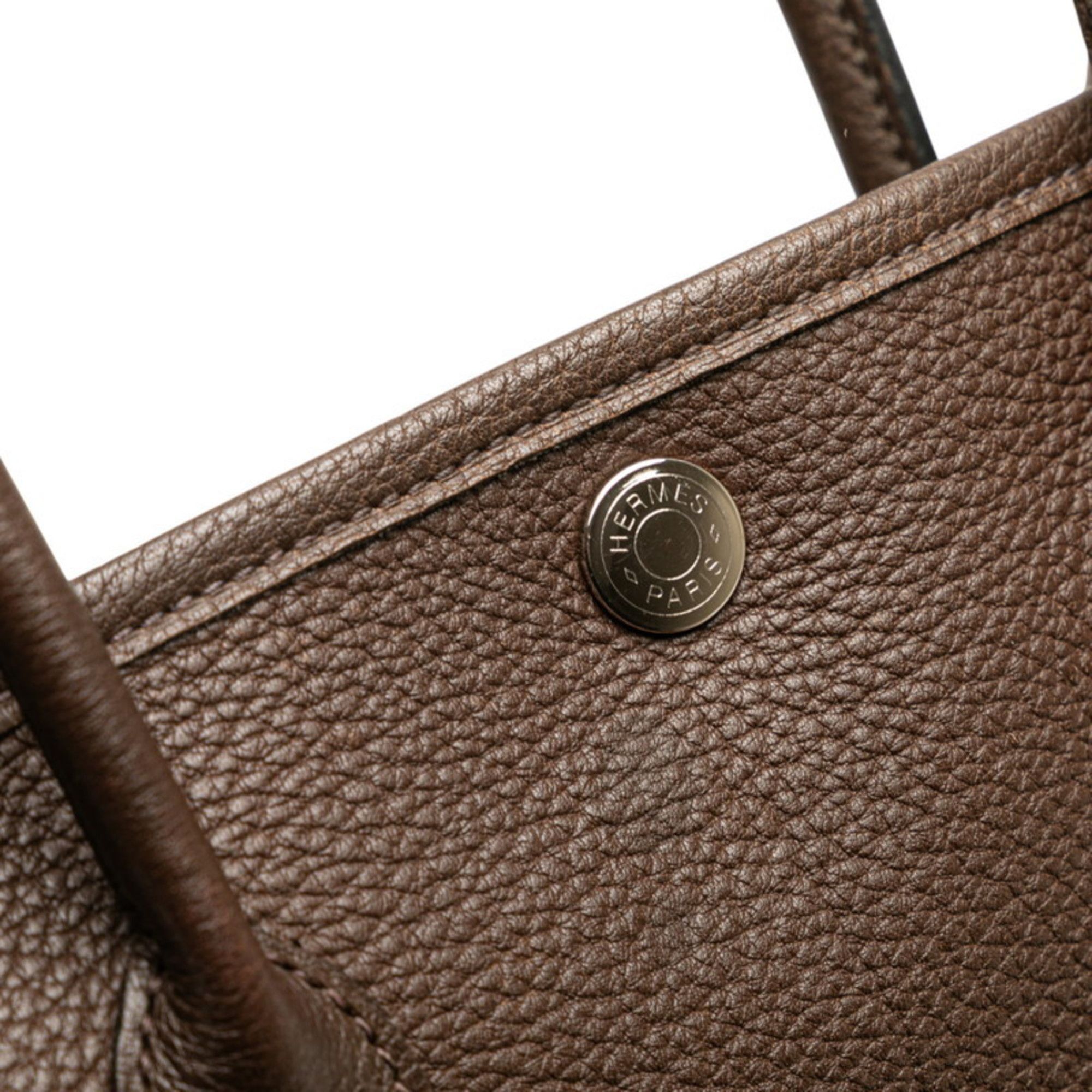Hermes Hermès Garden Party TPM Handbag, Chocolate, Silver Hardware, Negonda, Women's, HERMES Size ONE SIZE - 6 Thumbnail