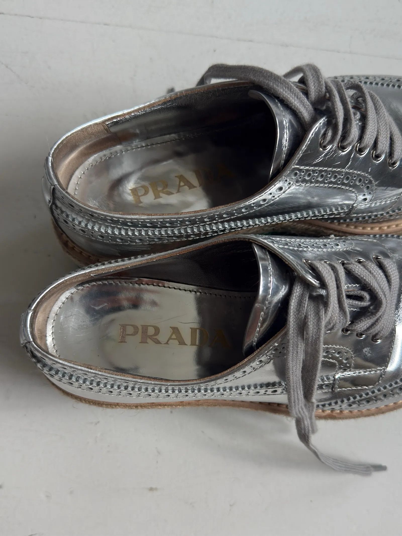 Prada Prada Calzature Donna Prada Round-Toe Lace-Up Shoes Loafers Size US 9.5 / IT 39.5 - 2 Thumbnail