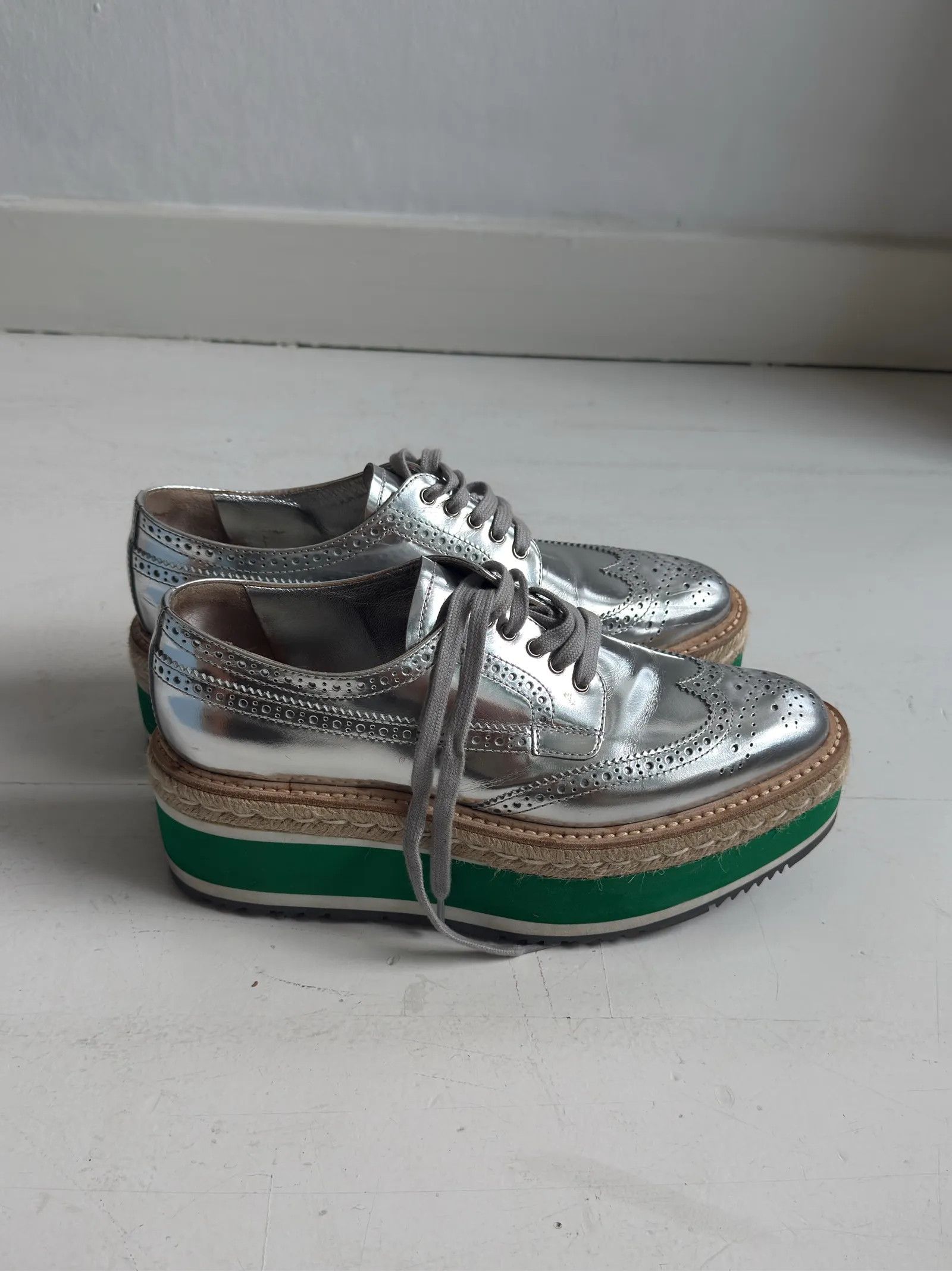 Prada Prada Calzature Donna Prada Round-Toe Lace-Up Shoes Loafers Size US 9.5 / IT 39.5 - 6 Thumbnail