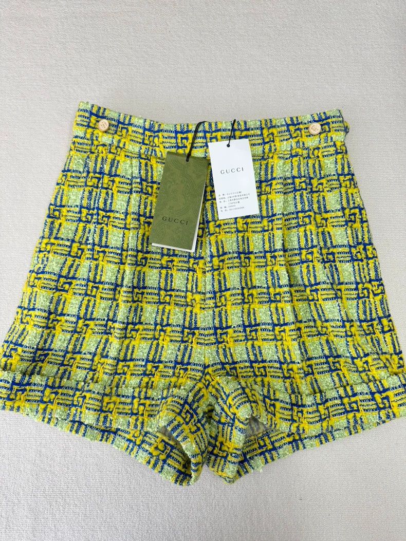 Gucci Gucci Yellow Plaid High-Waist Shorts - dmc Size US 36 / EU 52 - 2 Thumbnail