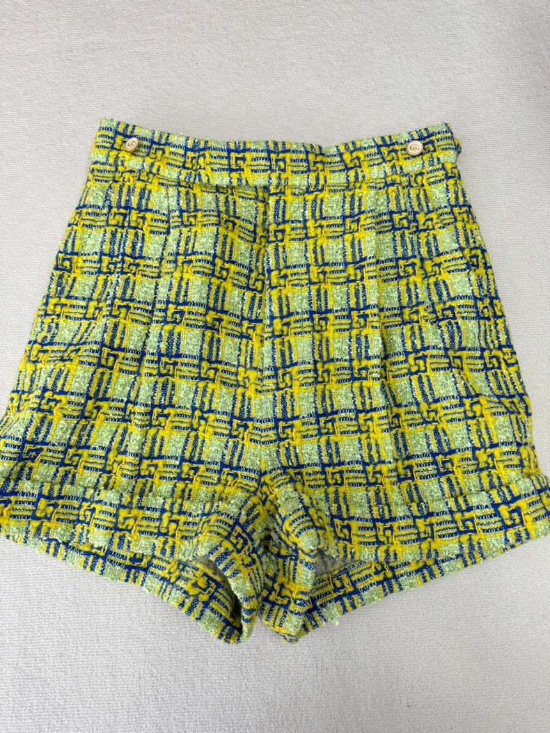 Gucci Gucci Yellow Plaid High-Waist Shorts - dmc Size US 36 / EU 52 - 3 Thumbnail