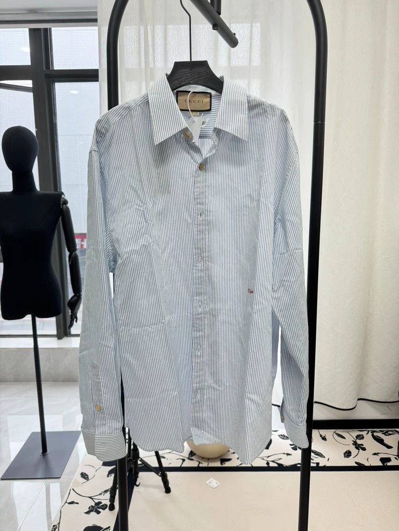 Gucci Gucci Blue Stripe Button-Up Shirt - dmc Size US XL / EU 56 / 4 - 7 Thumbnail