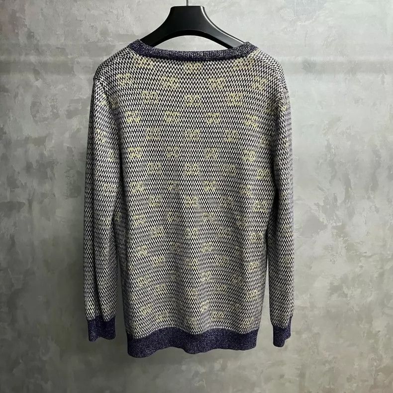 Gucci Blue Jacquard V-Neck Wool Cardigan - dmc Size US L / EU 52-54 / 3 - 2 Thumbnail