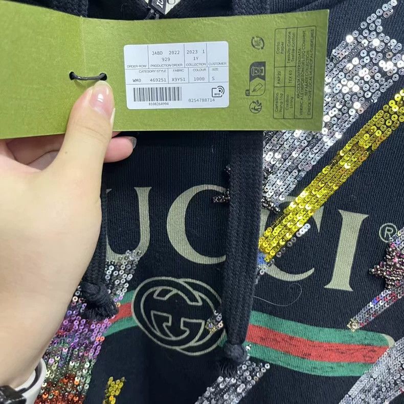 Gucci Gucci Black Sequin Logo Cotton Hoodie - dmc Size US S / EU 44-46 / 1 - 5 Thumbnail
