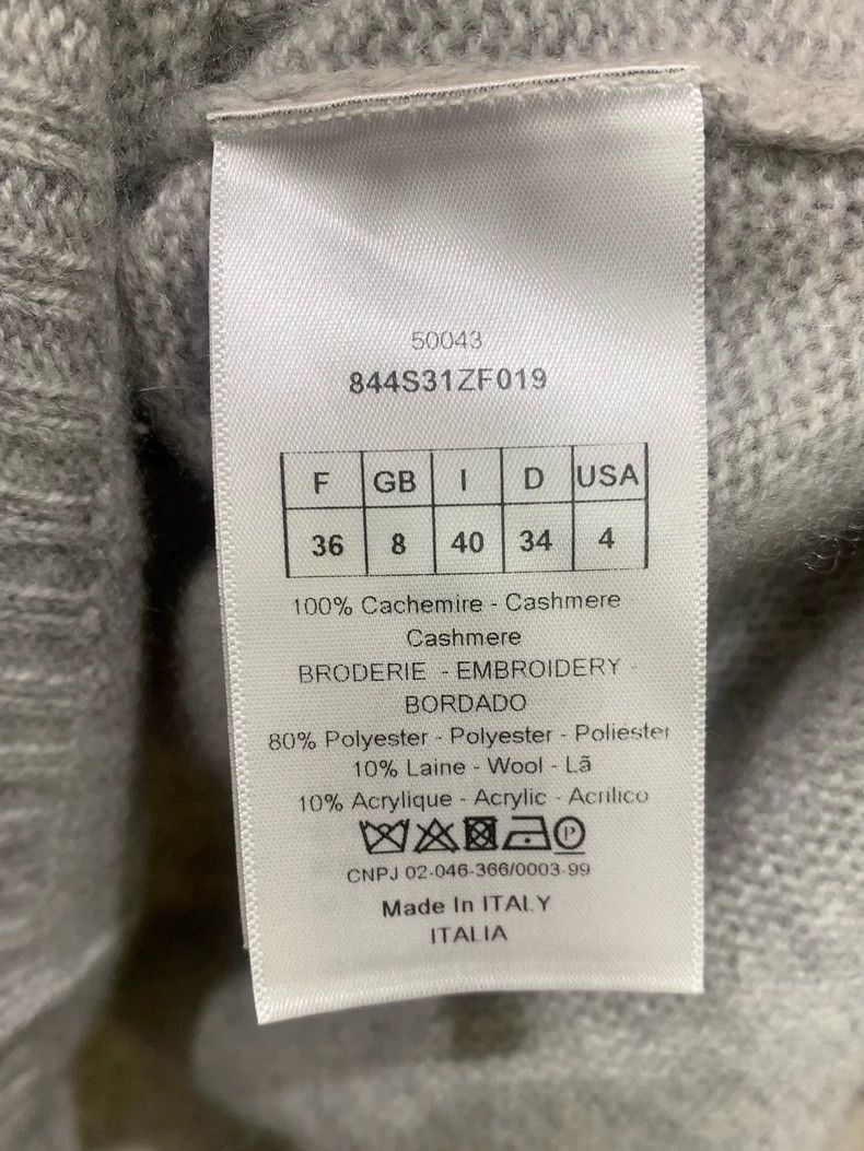 Dior Dior Bee Embroidery Gray Cashmere Sweater - dmc Size US S / EU 44-46 / 1 - 8 Thumbnail