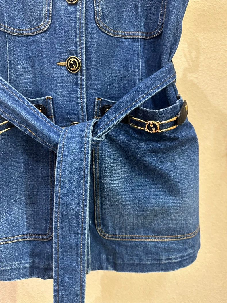Gucci Gucci Denim Vest with Double G Buckle - dmc Size US S / EU 44-46 / 1 - 5 Thumbnail