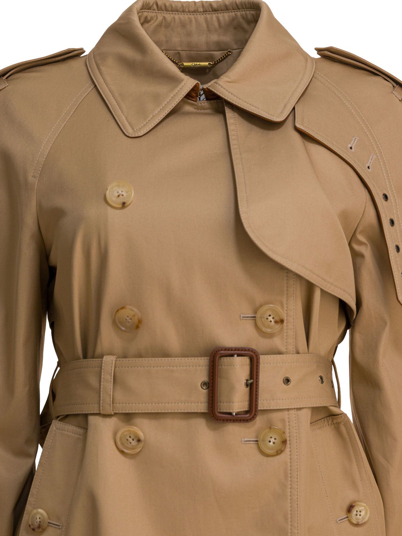 Chloe Short Cotton Gabardine Trench Coat Size XS / US 0-2 / IT 36-38 - 3 Thumbnail