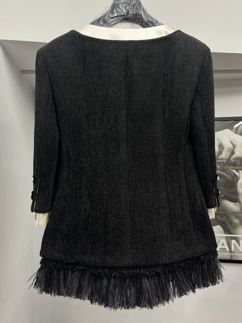 Chanel Chanel Black Ostrich Feather Fringe Jacket - dmc Size US M / EU 48-50 / 2 - 4 Thumbnail