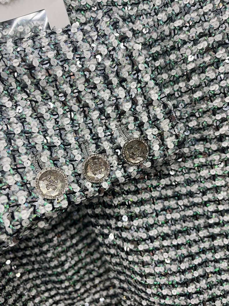 Chanel Chanel 23P Green Silver Sequin Jacket - dmc Size US M / EU 48-50 / 2 - 2 Thumbnail