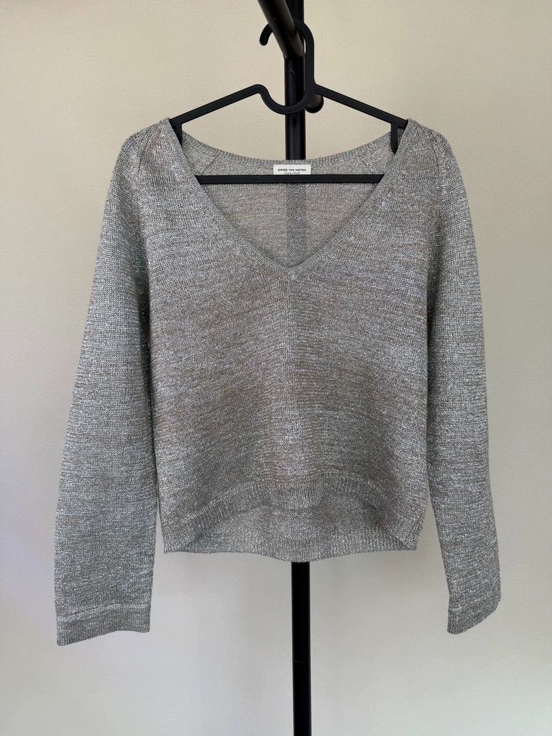 Dries Van Noten Dries Van Noten Silver Metallic Knit Top - dmc Size US S / EU 44-46 / 1 - 2 Thumbnail
