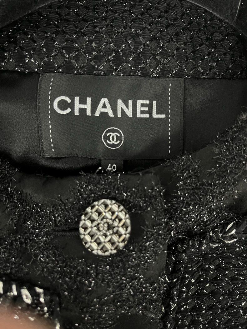 Chanel Chanel 22A Black Tweed Long Coat - dmc Size US M / EU 48-50 / 2 - 4 Thumbnail
