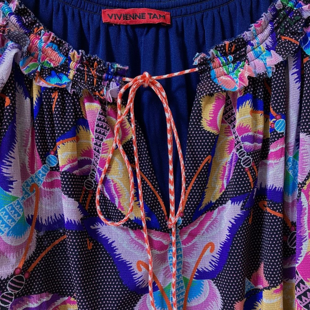 Other Other VIVIENNE TAM Butterfly Print Power Net Frill Sleeve Blouse Others Tops DUTY FREE for USA Size ONE SIZE - 3 Thumbnail