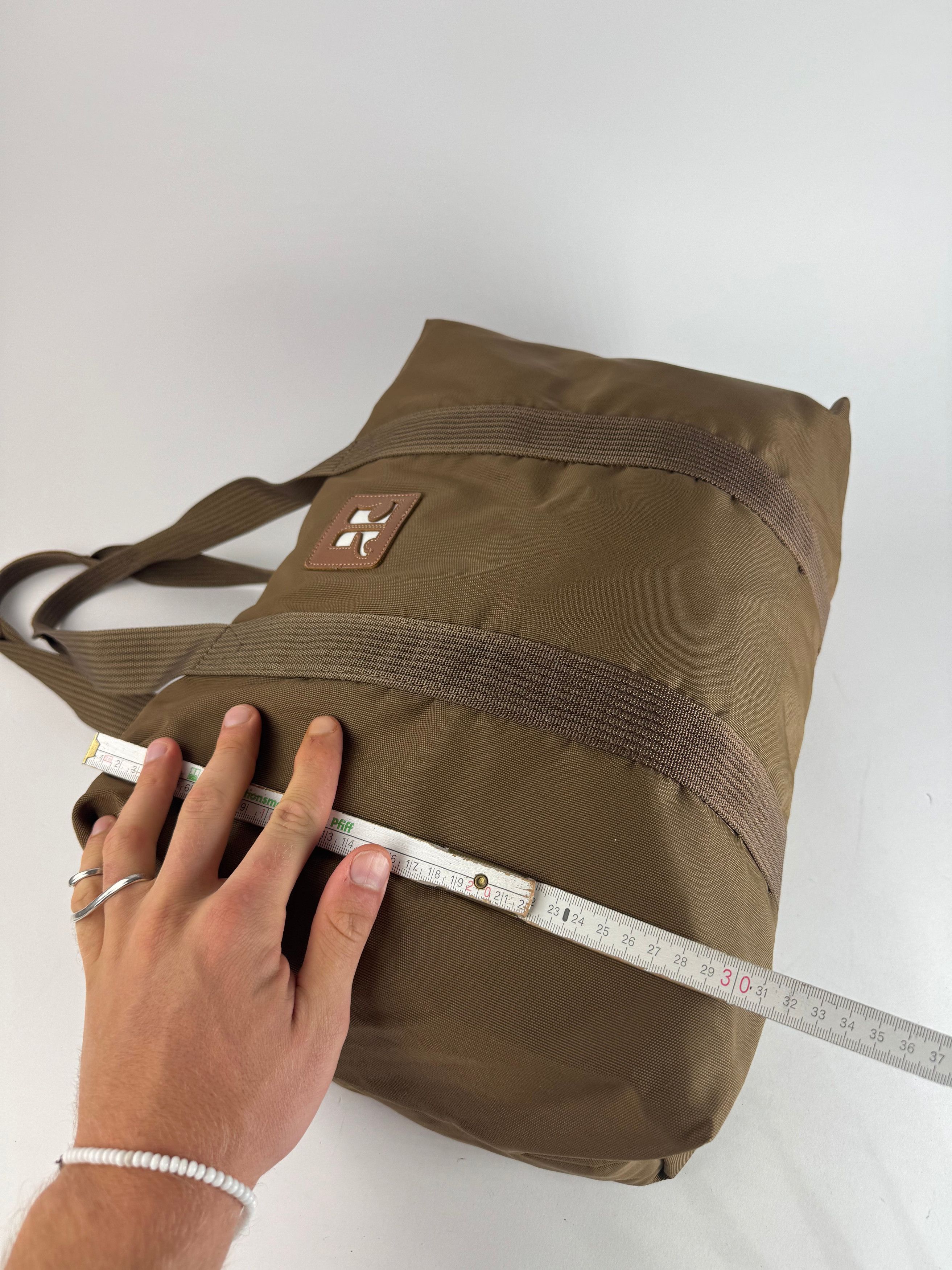 Courreges Vintage Paris Polyester Travel Bag Khaki Brown Size ONE SIZE - 11 Thumbnail