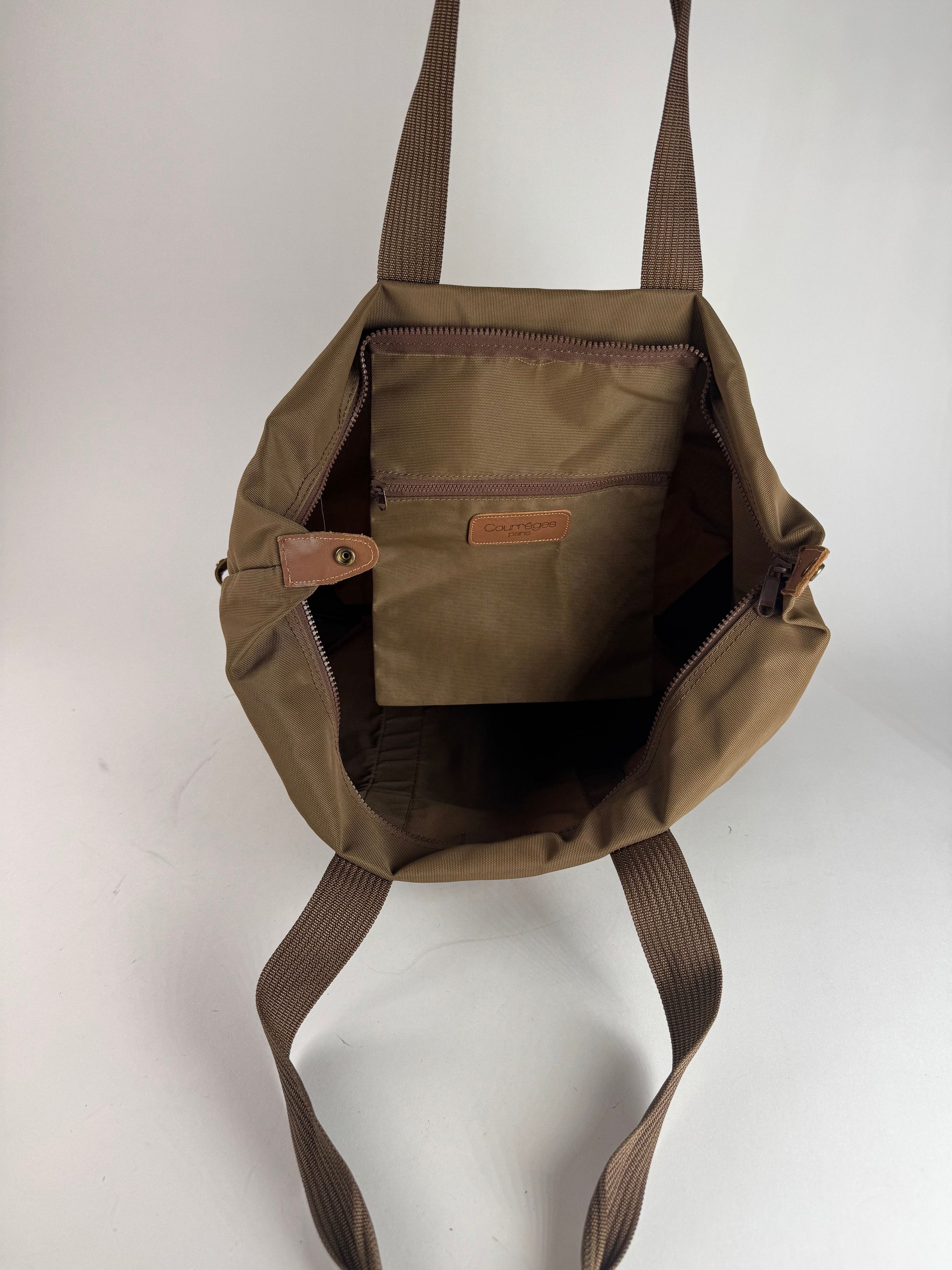 Courreges Vintage Paris Polyester Travel Bag Khaki Brown Size ONE SIZE - 3 Thumbnail