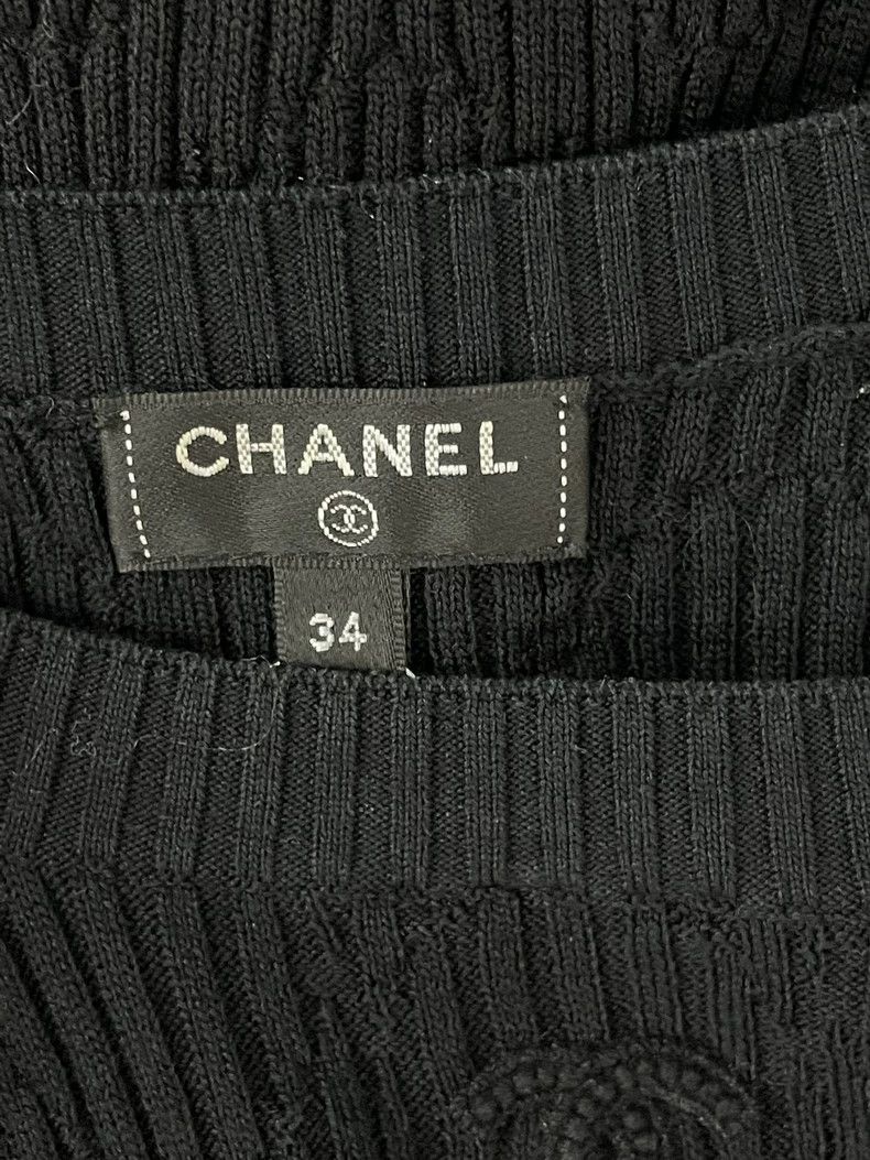 Chanel Chanel Black Logo Knit Short Sleeve Top - dmc Size US M / EU 48-50 / 2 - 4 Thumbnail