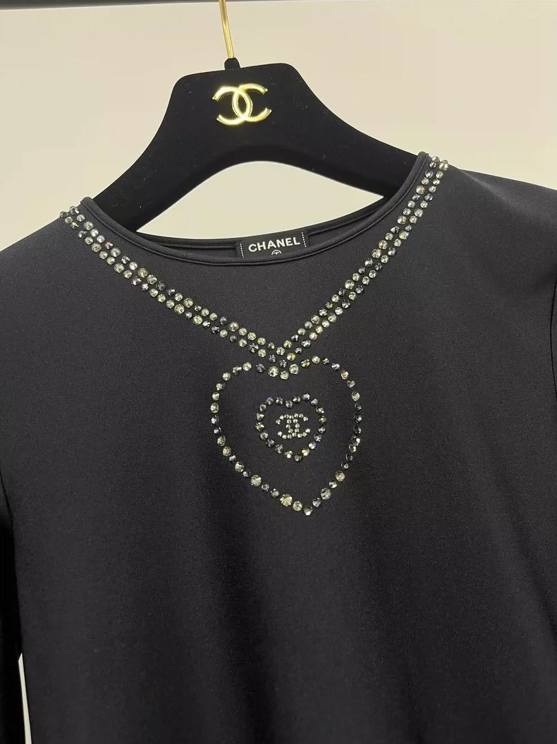 Chanel Chanel Crystal Heart Black Top - dmc Size US M / EU 48-50 / 2 - 2 Thumbnail