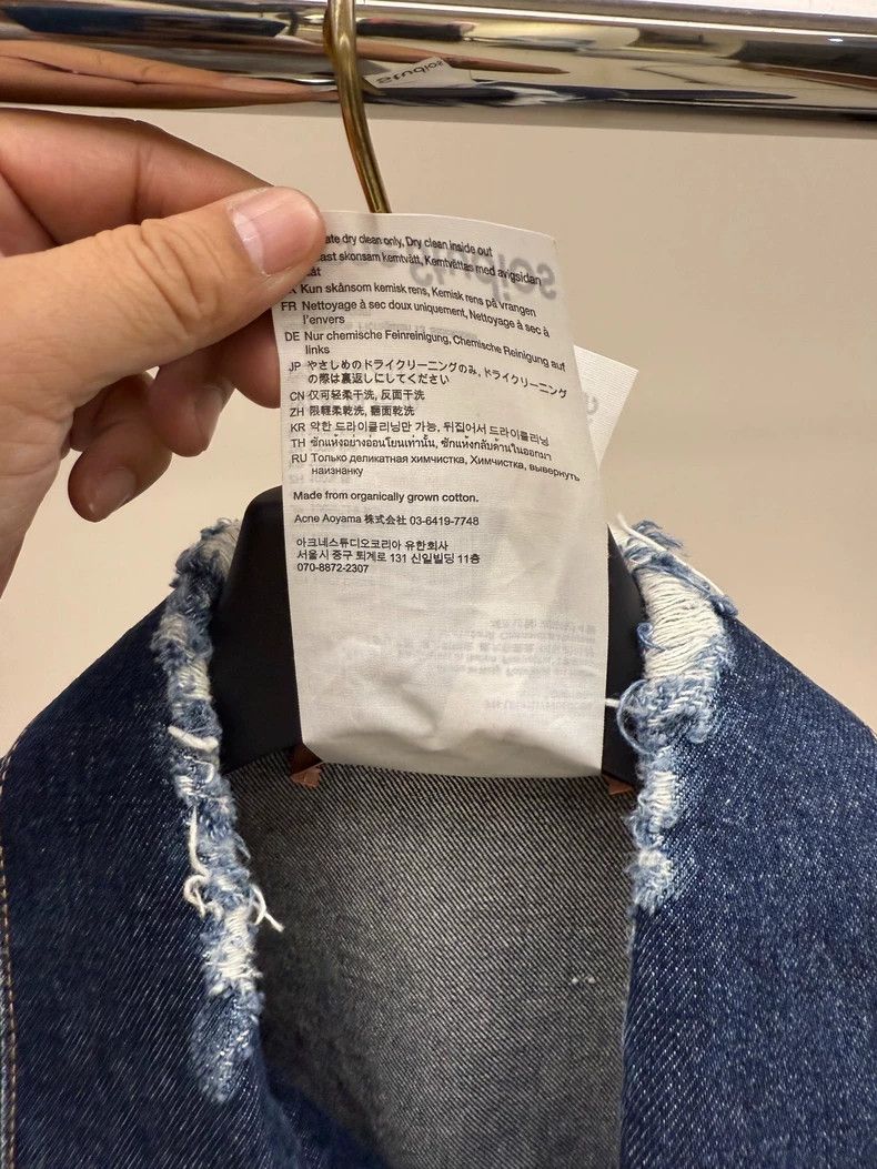 Acne Studios Acne Studios FW24 Distressed Denim Jacket - dmc Size US XXS / EU 40 - 5 Thumbnail