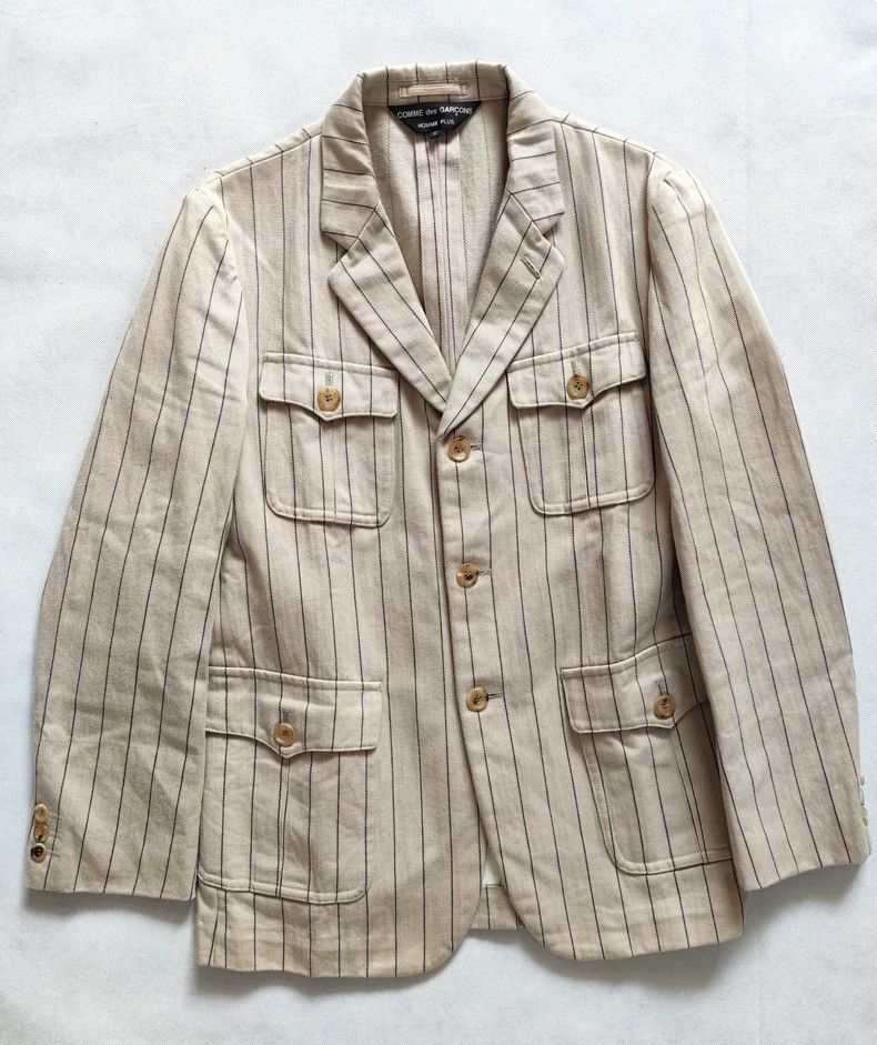Comme des Garcons CDG Striped Canvas 3-Button Blazer - dmc Size US S / EU 44-46 / 1 - 2 Thumbnail